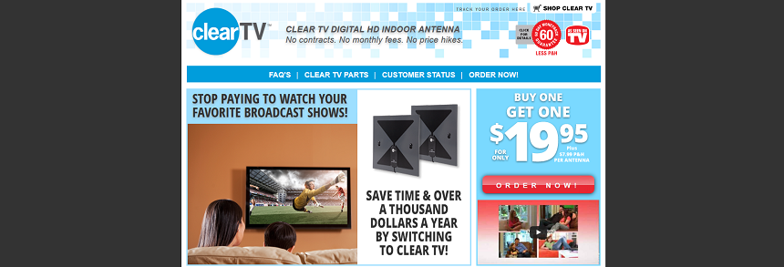 Clear TV Antenna website screenshot